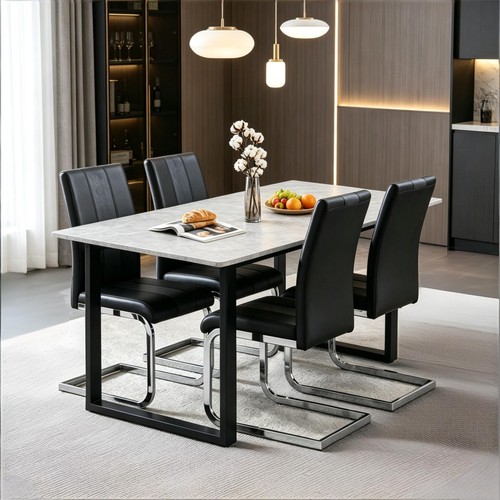 Marble effect dining table - dining, and