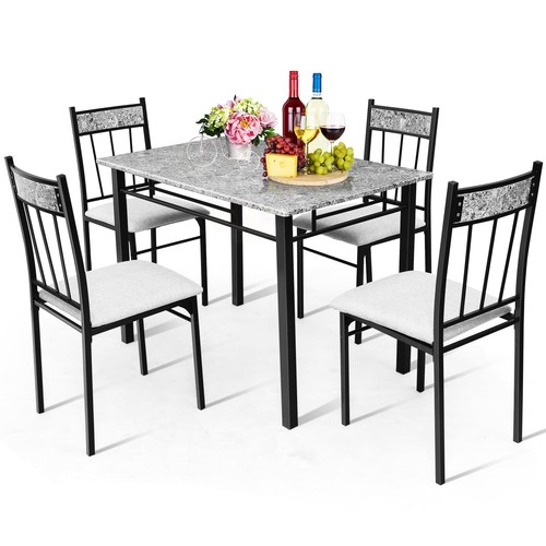 5pcs marble effect dining set - 5pcs,