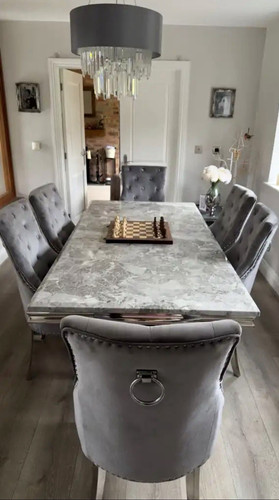7pc grey marbled glass - grey,