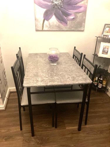 Set grey marble dining - set,