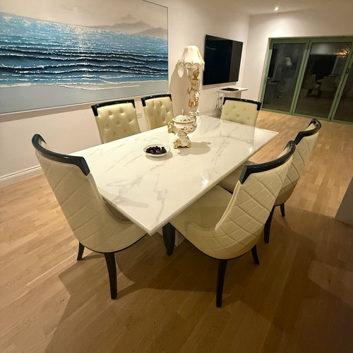 Milan marble dining table - table, set
