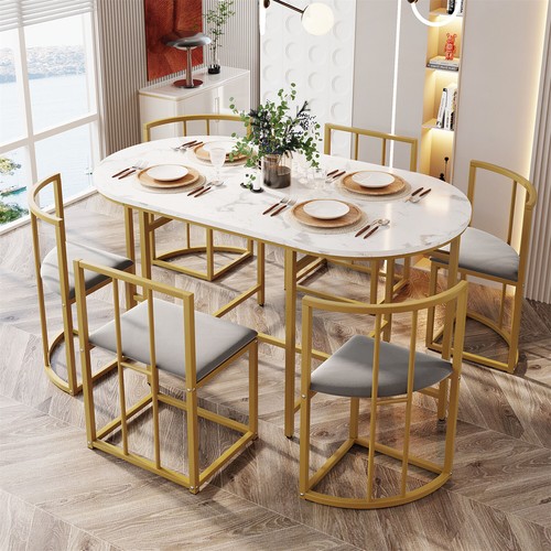 Dining table and chairs - table,