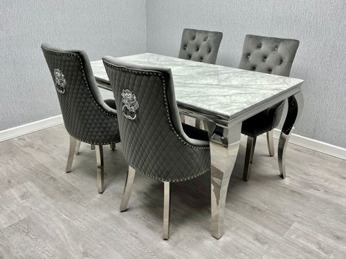 Grey marble dining table - marble,