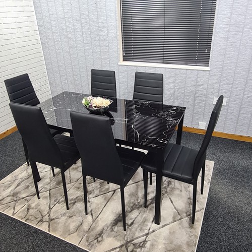 Black marble effect glass - black,