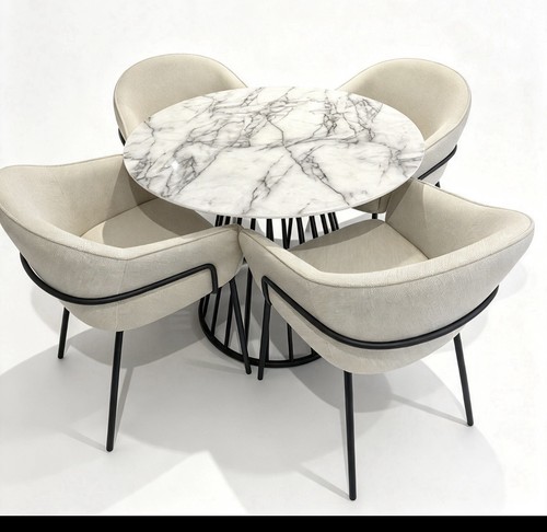 Marble effect round dining - effect,