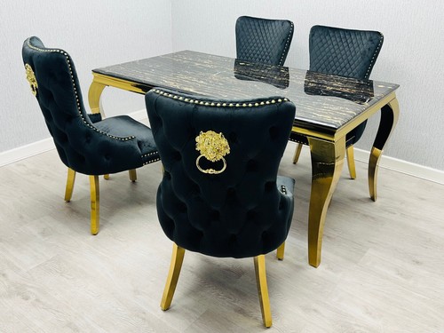 Black gold marble dining - black,