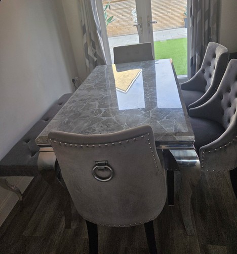 Grey marble louis dining - marble,