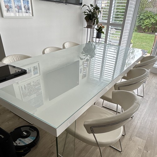 White glass top rectangular - glass,