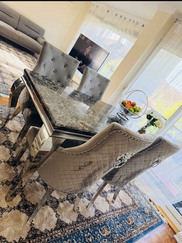 5pc grey marble effect dining - 5pc,