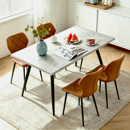Marble effect table and 4pcs - marble,