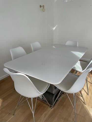 White gloss extendable dining - gloss,