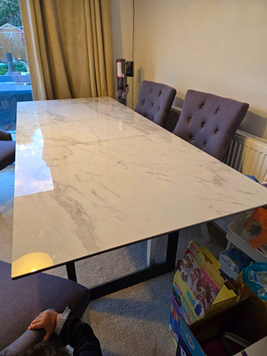 Extendable white marble dining - white,